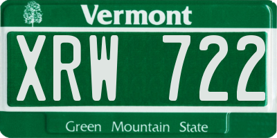 VT license plate XRW722