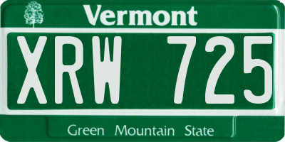 VT license plate XRW725
