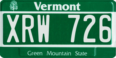 VT license plate XRW726