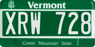 VT license plate XRW728
