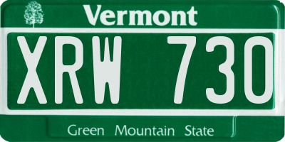 VT license plate XRW730