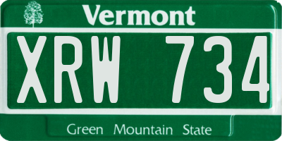 VT license plate XRW734