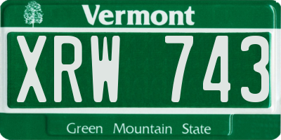 VT license plate XRW743