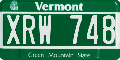 VT license plate XRW748