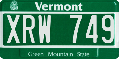 VT license plate XRW749