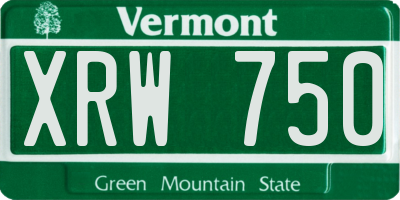VT license plate XRW750