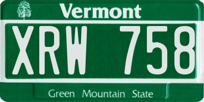 VT license plate XRW758
