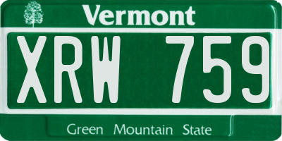 VT license plate XRW759