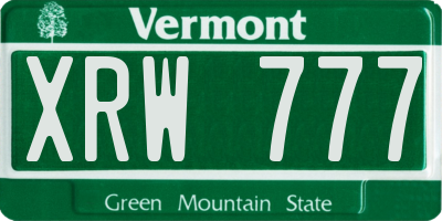 VT license plate XRW777