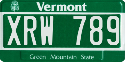 VT license plate XRW789
