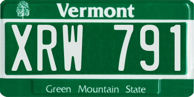 VT license plate XRW791