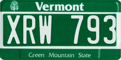 VT license plate XRW793