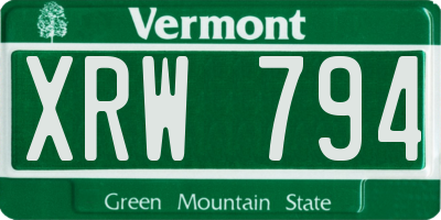 VT license plate XRW794