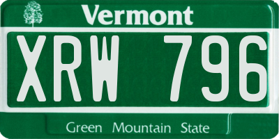 VT license plate XRW796