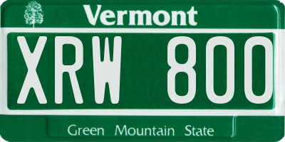 VT license plate XRW800