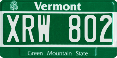 VT license plate XRW802