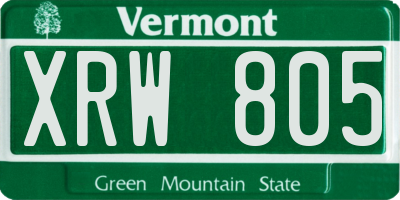 VT license plate XRW805