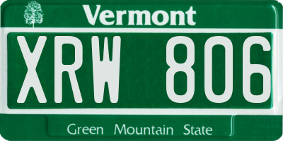 VT license plate XRW806