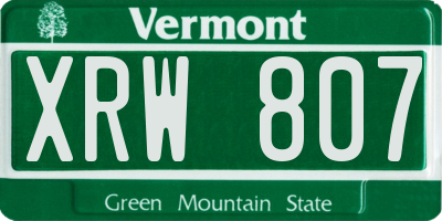 VT license plate XRW807