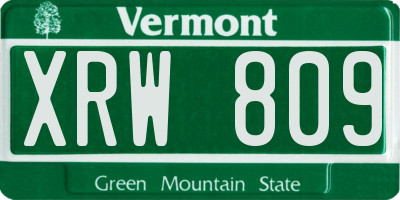 VT license plate XRW809