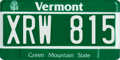 VT license plate XRW815
