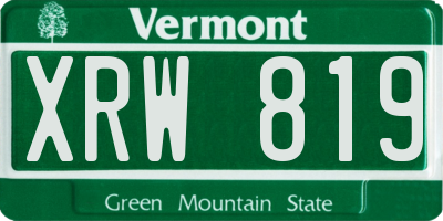VT license plate XRW819