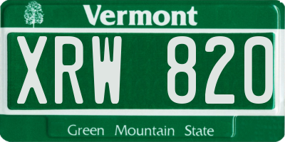 VT license plate XRW820