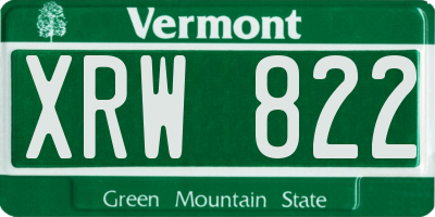 VT license plate XRW822