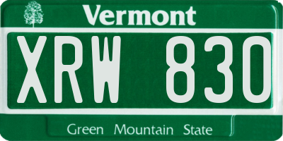 VT license plate XRW830