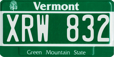 VT license plate XRW832
