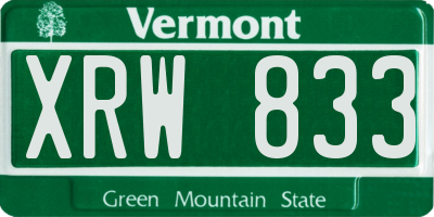 VT license plate XRW833