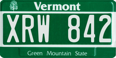 VT license plate XRW842