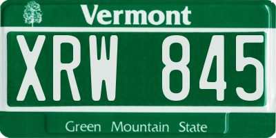 VT license plate XRW845
