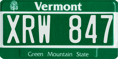 VT license plate XRW847