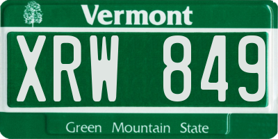 VT license plate XRW849