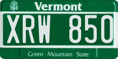 VT license plate XRW850