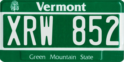VT license plate XRW852