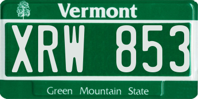 VT license plate XRW853