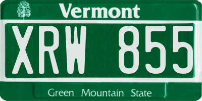 VT license plate XRW855