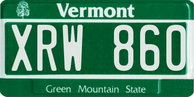 VT license plate XRW860