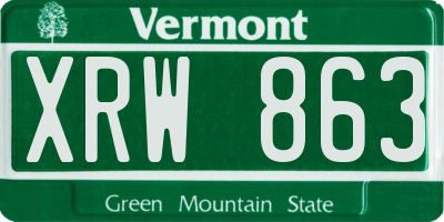 VT license plate XRW863