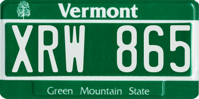 VT license plate XRW865