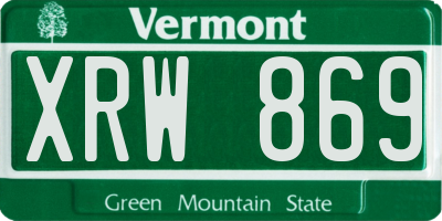 VT license plate XRW869