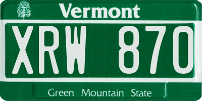 VT license plate XRW870