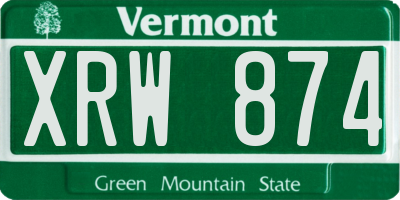 VT license plate XRW874