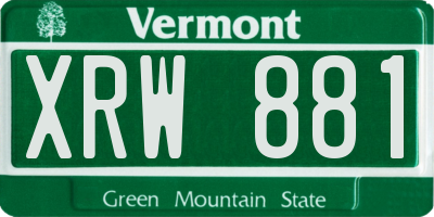 VT license plate XRW881