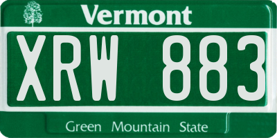 VT license plate XRW883