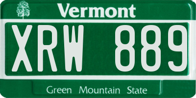 VT license plate XRW889