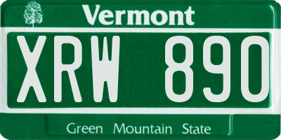 VT license plate XRW890