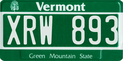 VT license plate XRW893